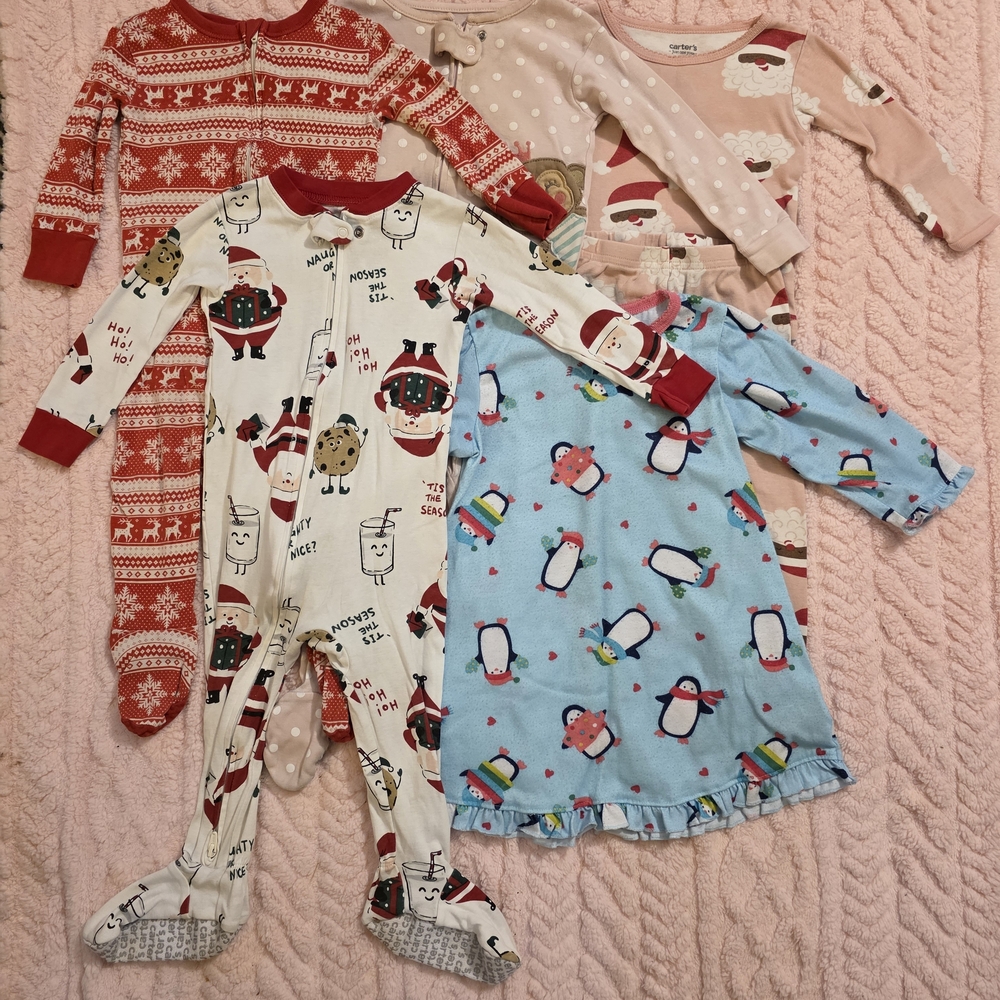 Festive Kids Holiday Pajama Set - Red, Blue, Pink